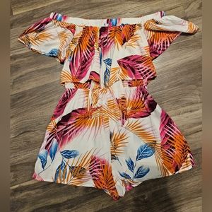 SheIn Off the Shoulder Tropical Romper